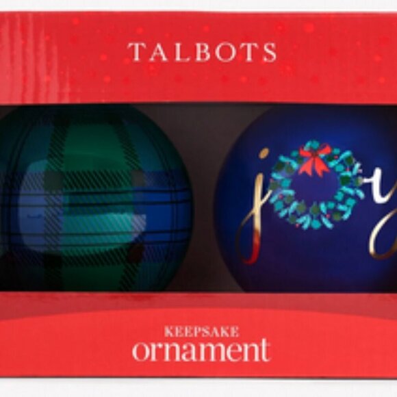TALBOTS Joyful Blue Ornament Set of 2 - Picture 3 of 10